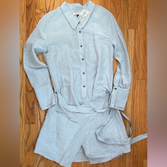 HALSTON HERITAGE Blue Shirt Dress Size 8 - Picture 7 of 10